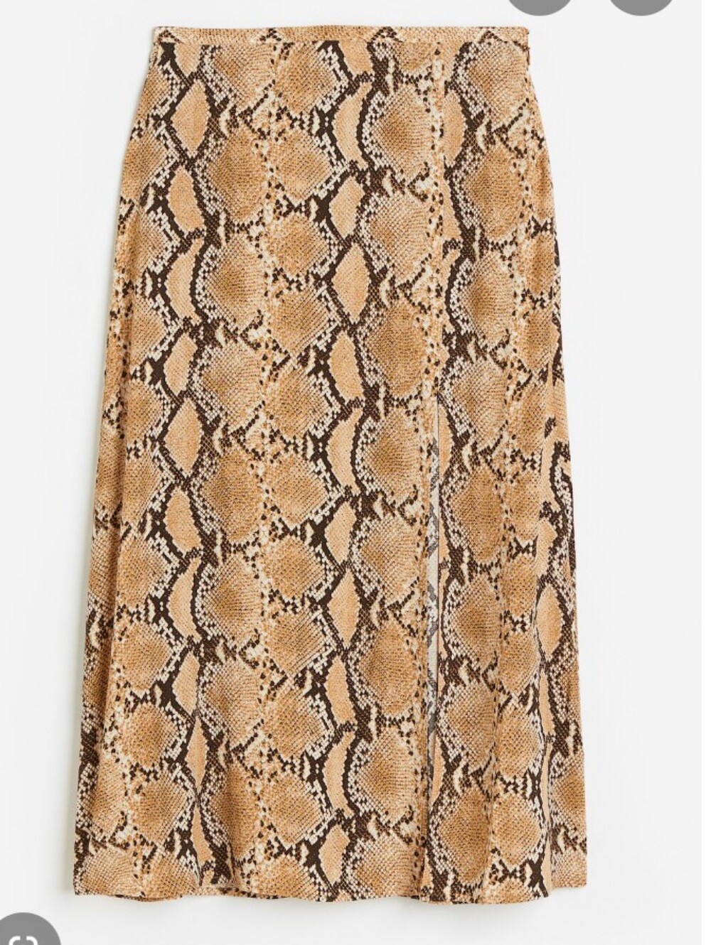 H&M Beige and Brown Snake-Print Midi Skirt